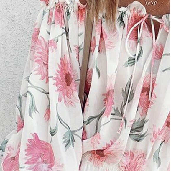 Blue or Pink Floral Blouse - Picture 5 of 5